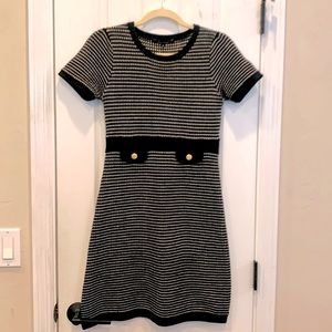 Tara Jarmon Knit Midi Dress Faux Pockets 100% Wool